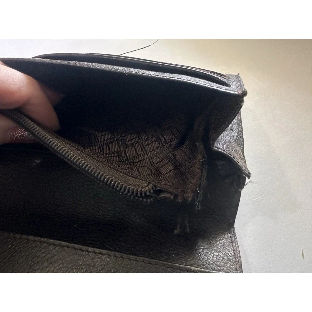 Dunhill London Men's Long Coat Wallet Brown Canvas Leather Check Pattern